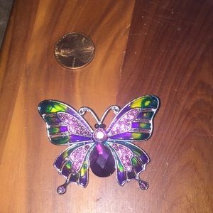 Enamel and crystal butterfly pin